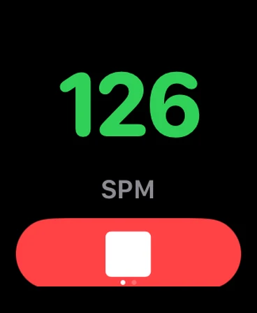 Apple Watch metronome at 126 steps per minute
